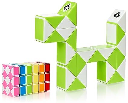 CUBIDI ® Mini Serpenti Magici Puzzle – Gadget Regalo di Compleanno bambini, Regalini Festa Bambini – Serpente Giocattolo, Gioco Rompicapo Bambini e Adulti, Magic Snake 1pz 24 Blocchi (Verde)