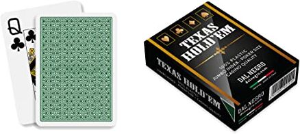 Dal Negro – Mazzo di Carte Professionali Poker Texas Hold'em Casino Quality, Plastificate e Impermeabili, 1 Mazzo da 55 Jumbo Index con Jolly, Retro Verde, Made in Italy