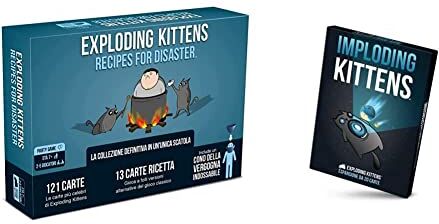 Asmodee Exploding Kittens: Recipes for Disaster, Gioco da Tavolo, Party Game, 2-5 Giocatori & Imploding Kittens, Espansione Gioco di Carte Exploding Kittens