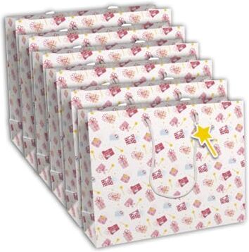 Eurowrap Clairefontaine  Confezione da 6 sacchetti regalo Excellia, formato shopping, 37,3 x 11,8 x 27,5 cm, 210 g, motivo: magia, confezione regalo, ideale per: giochi da tavolo, puzzle