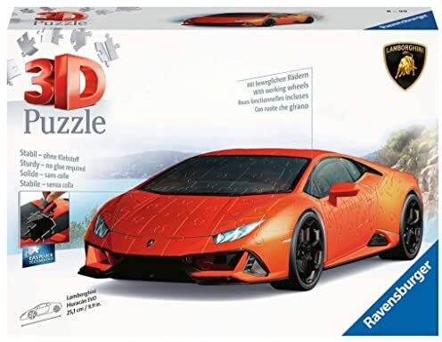 Ravensburger 3D Puzzle Lamborghini Huracán Evo Rossa, 108 Pezzi, 8+ Anni