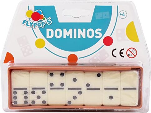 Flypop's Dominos Gioco da Tavolo 140858 Bianco Plastica 2-4 giocatori Bambino Adulto Giochi da Viaggio 4 cm x 2 cm A partire dai 4 anni