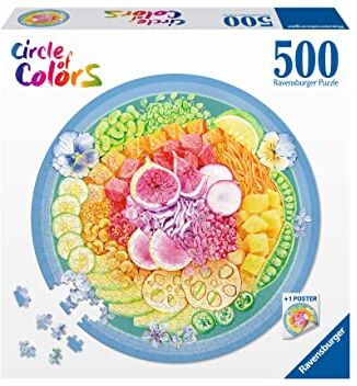 Ravensburger Puzzle Circolare Poke bowl, Collezione Circle of Colors 500 Pezzi, Idea regalo, per Lei o Lui, Puzzle Adulti