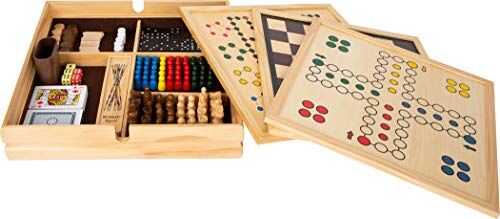 Small Foot Raccolta di giochi, con 20 giochi di società classici in scatola di legno massello, dai 6 anni,