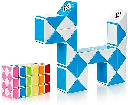 CUBIDI ® Mini Serpenti Magici Puzzle – Gadget Regalo di Compleanno bambini, Regalini Festa Bambini – Serpente Giocattolo, Gioco Rompicapo Bambini e Adulti, Magic Snake 1pz 24 Blocchi (Azzurro)