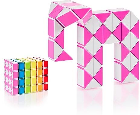 CUBIDI ® Mini Serpenti Magici Puzzle – Gadget Regalo di Compleanno bambini, Regalini Festa Bambini – Serpente Giocattolo, Gioco Rompicapo Bambini e Adulti, Magic Snake 1pz 48 Blocchi (Rosa)