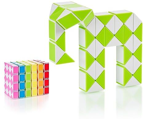 CUBIDI ® Mini Serpenti Magici Puzzle – Gadget Regalo di Compleanno bambini, Regalini Festa Bambini – Serpente Giocattolo, Gioco Rompicapo Bambini e Adulti, Magic Snake 1pz 48 Blocchi (Verde)