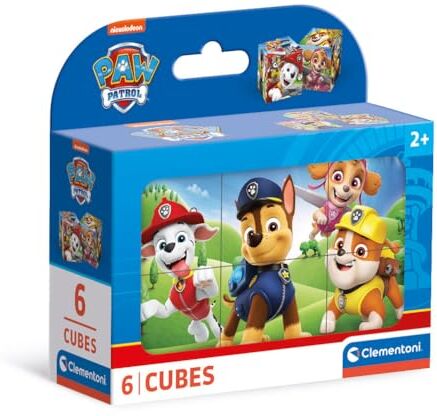 Clementoni Paw Patrol-6 Pezzi Bambini 2 Anni, Cartoni Animati, Puzzle Cubi, Made In Italy, Multicolore,