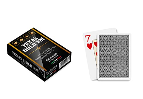 Dal Negro – Mazzo di Carte Professionali Poker Texas Hold'em Casino Quality, Plastificate e Impermeabili, 1 Mazzo da 55 Jumbo Index con Jolly, Retro Nero, Made in Italy