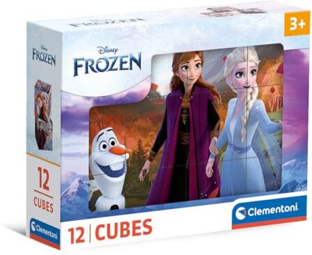 Clementoni - Disney Frozen Frozen-12 Pezzi Bambini 3 Anni, Cartoni Animati, Cubi, Puzzle, Made in Italy, Multicolore,