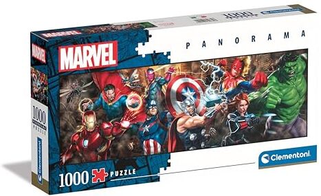 Clementoni - Marvel The Avengers Collection Panorama Avengers-1000 Pezzi, Puzzle Panoramico, Orizzontale, Divertimento per Adulti, Made in Italy, Multicolore,