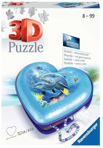 Ravensburger 3D Puzzle 11172 Herzschatulle Unterwasserwelt 54 Teile Aufbewahrungsbox für Erwachsene und Kinder ab 8 Jahren: Erlebe Puzzeln in der 3. Dimension