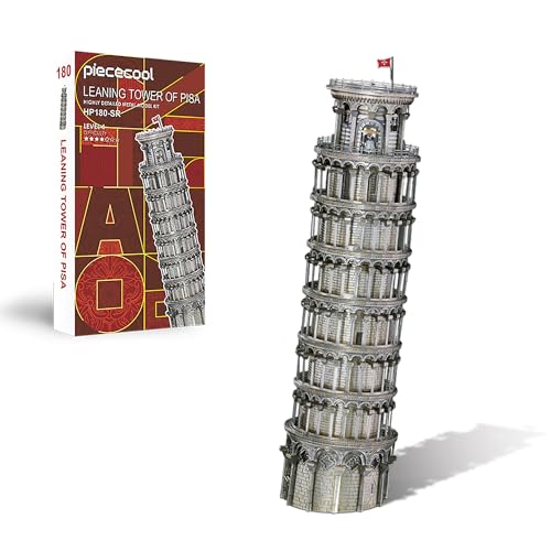 Piececool 3D Metal Puzzle Torre Pendente di Pisa, Architettoniche 3D Puzzle Metallo per 340 Acciaio Inossidabile, 1:1 Ripristina, Regalo di Compleanno, Modellismo da Costruire Adulti, 127 Pezzi