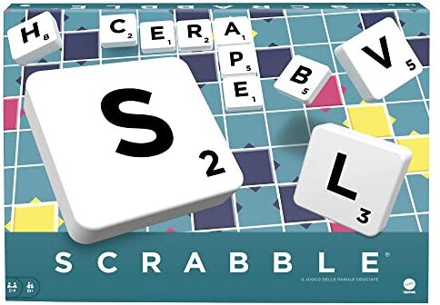 Mattel Scrabble Versione Italiana, gioco da tavolo delle Parole Crociate, gioco da tavolo per tutta la famiglia e giochi da tavolo adulti, per Bambini da 10+ Anni,