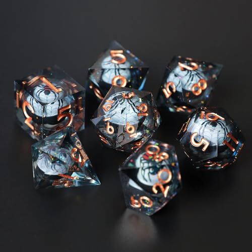 Elifel Set Dadi D&D 7 Pezzi Dragon Eye Mobili Resina Dadi da Gioco Particolari DND con Bordi Affilati Poliedrici Dadi per Dungeon Draghi Pathfinder Rpg DND MTG con Confezione Regalo