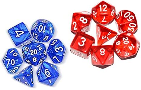 Toulifly Dadi Poliedrici,14 Pezzi Set di Dadi da Tavolo in Poliedrico,Dadi da Gioco da Tavolo,Dadi Glitterati,Adatto per il gioco da tavolo Dungeons & Dragons,Adatto a bambini di età superiore ai 14 anni