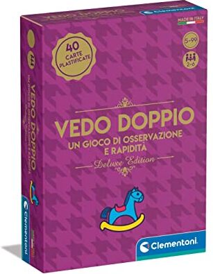 Clementoni - Vedo Doppio Deluxe-Carte 5 Anni, Educativo (Versione in Italiano), Gioco da Tavolo Bambini, 2-6 Giocatori-Made in Italy, Multicolore,