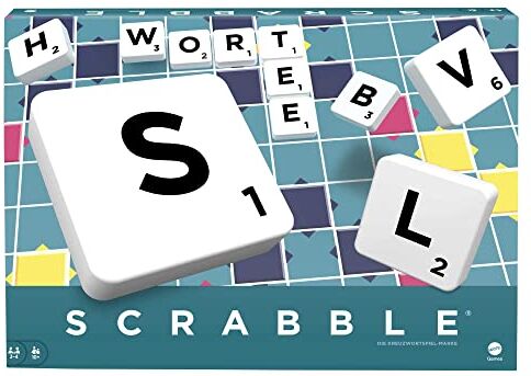 Mattel - Scrabble Versione Tedesca, il Gioco da Tavola delle Parole Crociate, Divertimento per Tutta la Famiglia, per Bambini da 10+ Anni,