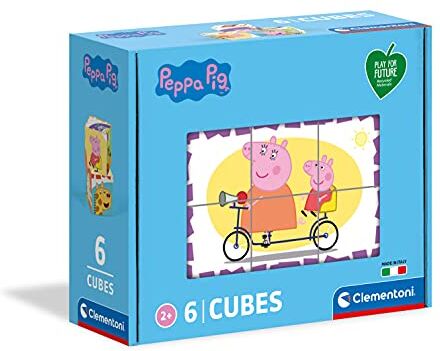 Clementoni Cubo 6pzs Does not apply Peppa Pig, 3 anni-cubi da 6 pezzi-Play For Future, materiali 100% riciclati-Made in Italy, bambini, puzzle cartoni animati, Multicolore, One size,