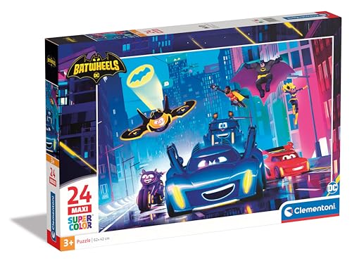 Clementoni - Batwheels Supercolor Puzzle-Batwheels-24 Maxi Pezzi Bambini 3 Anni, Puzzle Cartoni Animati, Made in Italy, Multicolore,
