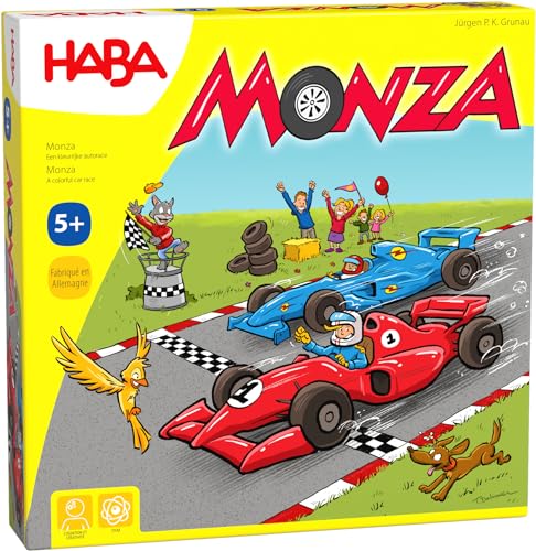 HABA Monza Azienda Bambino-Corsa su Vassoio Gioco Strategico e Tattico-Auto in Legno-2 a 6 Giocatori-5 Anni e Più,