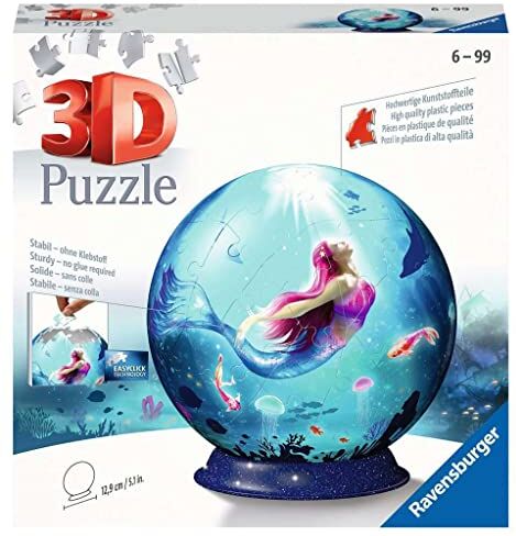 Ravensburger Ball Sirene Meerjungfrauen Puzzle 3D  – Sirenette incantevoli – 72 pezzi – dai 6 anni in su, Multicolore