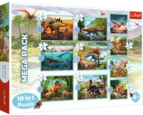 Trefl 10in1, 10, 20 a 48 pezzi dinosauri, diversi livelli di difficoltà, divertimento, per bambini sopra i 4 anni puzzle, Colore Incontra, 0,