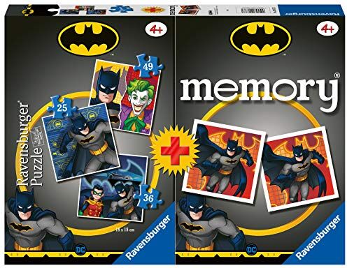 Ravensburger 3 Multipack Memory e Puzzle Batman, Puzzle e Gioco per Bambini, Età Raccomandata 4+