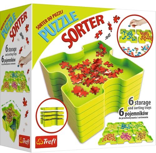 Trefl - 6 contenitori con Rivestimento antiriflesso, conservazione sicura e manipolazione, Colore Puzzle Sorter, 1, 90816