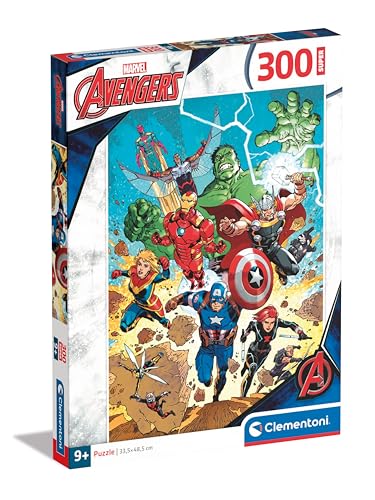 Clementoni Supercolor Marvel The Avengers-300 Pezzi Bambini 9 Anni, Puzzle Supereroi, Made In Italy, Multicolore,