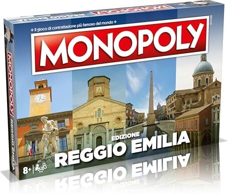 Winning Moves Mosse vincenti Gioco da tavolo Monopoli di Reggio Emilia, viaggia a Villa Cella, Foscato, San Pellegrino e commercia la tua strada verso il successo, regalo per bambini dagli 8 anni in su