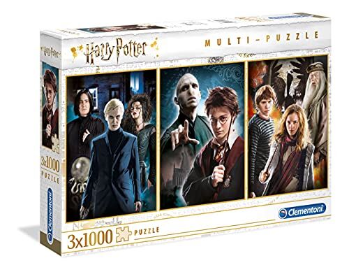 Clementoni - Set 3 Puzzle Personajes Harry Potter 3 x 1000 pz Giocattolo, Colore Black, taglia unica,