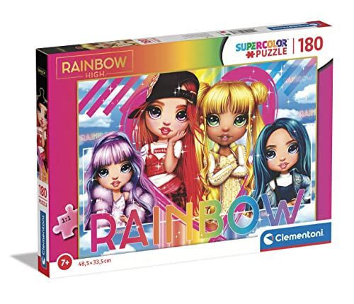 Clementoni - Puzzle Rainbow High 180pzs Supercolor High-180 Pezzi-Made in Italy, 7 Anni, Cartoni Animati, Bambina, Multicolore, Medium,