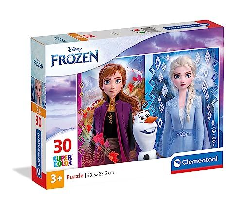 Clementoni Disney Frozen 2 Supercolor Frozen-30 Pezzi Bambini 3 Anni, Puzzle Cartoni Animati-Made In Italy, Colore Multicolor,