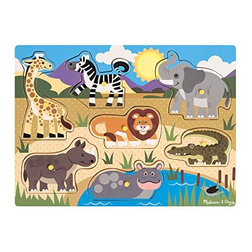 Melissa & Doug Puzzle in legno per bambini animali da safari, Regalo bambina e bambino, Giochi a incastro con animali per bimbo o bimba, Gioco puzzle pezzi grandi bambini 2, 3, 4, 5 anni