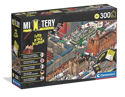 Clementoni Mystery Puzzle Hacking Attack in London 300 pezzi Made in Italy, puzzle bambini 8 anni, puzzle con enigmi da risolvere, puzzle con indovinelli, multicolore, Medium