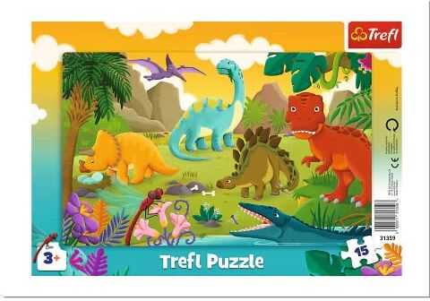 Trefl - Dinosauri 15 Elementi, per Bambini da 3 Anni Puzzle, Colore