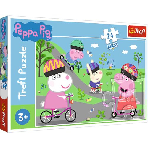 Trefl -24 Maxi pièces, pour Enfants à partir de 3 Ans Puzzle, Colore Giorno Attivo, Peppa Pig, 14330