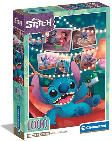 Clementoni - Disney Stitch Stitch-1000 Pezzi, Poster Incluso, Puzzle, Divertimento per Adulti, Made in Italy, , Multicolore