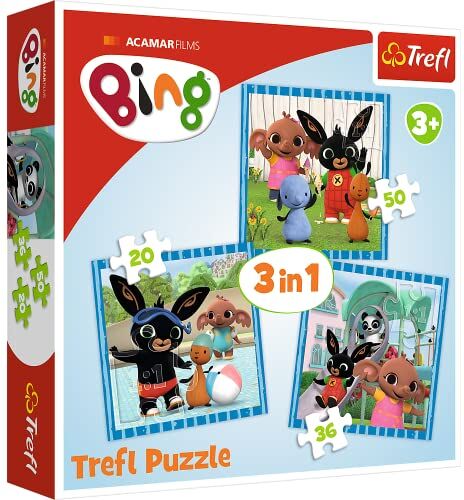 Trefl abgee 916  Mit Freunden Spaß haben, Hase Bing EA von 20 bis 50 Teilen, 3 Sets, für Kinder ab 3 Jahren 3 in 1, Multicoloured