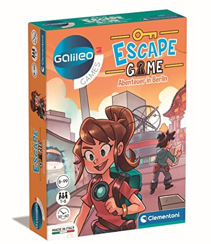 Clementoni Escape Game – Avventura a Berlino gioco di società per sartoriare e sartoriare, con carte e accessori di scena, gioco di famiglia a partire da 8 anni