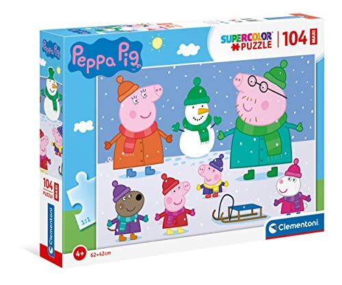 Clementoni Peppa Pig Supercolor Pig-104 maxi pezzi-Made in Italy, puzzle bambini 4 anni+, Multicolore,