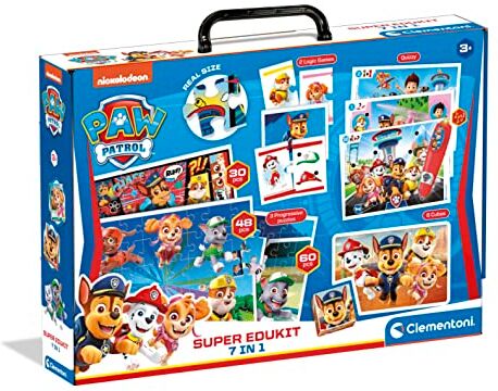 Clementoni Super Edukit 7 in 1 Patrol (3 Puzzli Da 30, 48 E 60 Pezzi, 6 Cubi, Un Memo, Domino E 12 Carte Quiz) Gioco educativo 3 anni Made in Italy