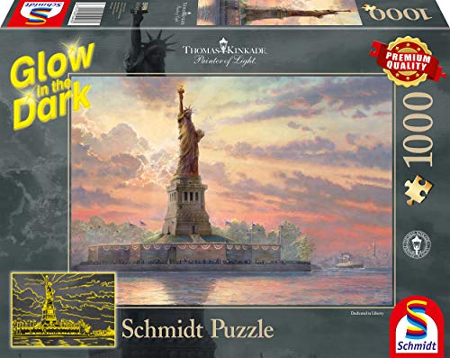 Kinkade, Thomas Thomas Kinkade, Statua della Libertà al crepuscolo, Glow in the Dark, puzzle da 1000 pezzi, Multicolore,