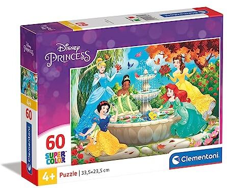 Clementoni Disney Princess Supercolor Princess-60 pezzi-Made in Italy, puzzle bambini 5 anni+, Multicolore,