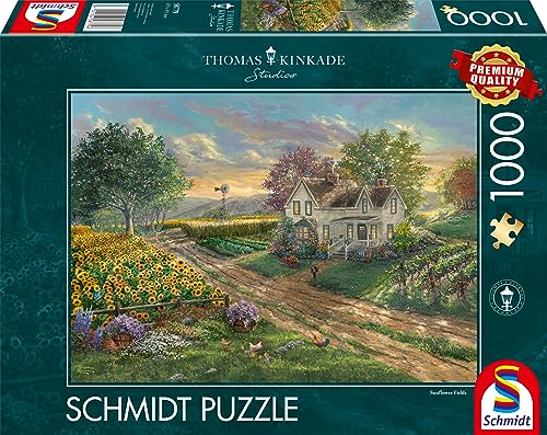 Schmidt Spiele Thomas Kinkade, Motivo: campi di Girasoli, Puzzle da 1000 Pezzi, Colore colorato, normale