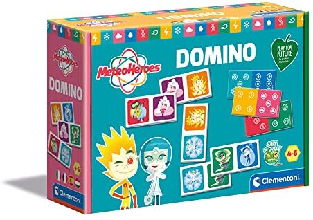 Clementoni Meteo Heroes logica Domino educativo 4 Anni-flashcards-Carte da Gioco per Bambini-Play for Future-Made in Italy, Multicolore,