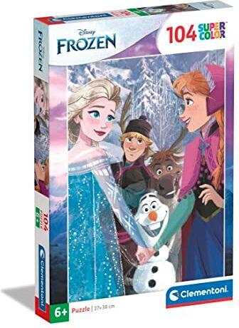 Clementoni - Disney Frozen 2 Supercolor Frozen-104 Pezzi Bambini 6 Anni, Puzzle Cartoni Animati-Made in Italy, Multicolore,