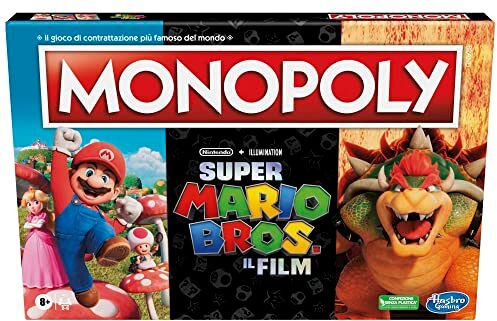 Hasbro Monopoly Super Mario Bros Edizione ispirata al film, gioco da tavolo per bambini e bambine, contiene la pedina di Bowser