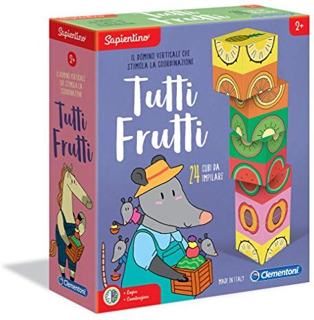 Clementoni Sapientino Tutti i frutti, cubi impilabili, domino per bambini gioco educativo 2 anni Made in Italy